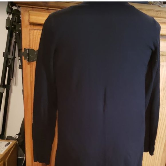 White House Black Market MED Black Open Front Sweater Cardigan long slee… - Picture 3 of 6